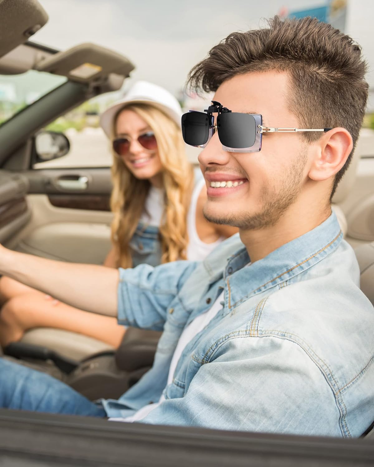 Frienda 5 Pairs Polarized Clip On Sunglasses Rimless Flip Up Anti Glare Driving Glasses - Image 5