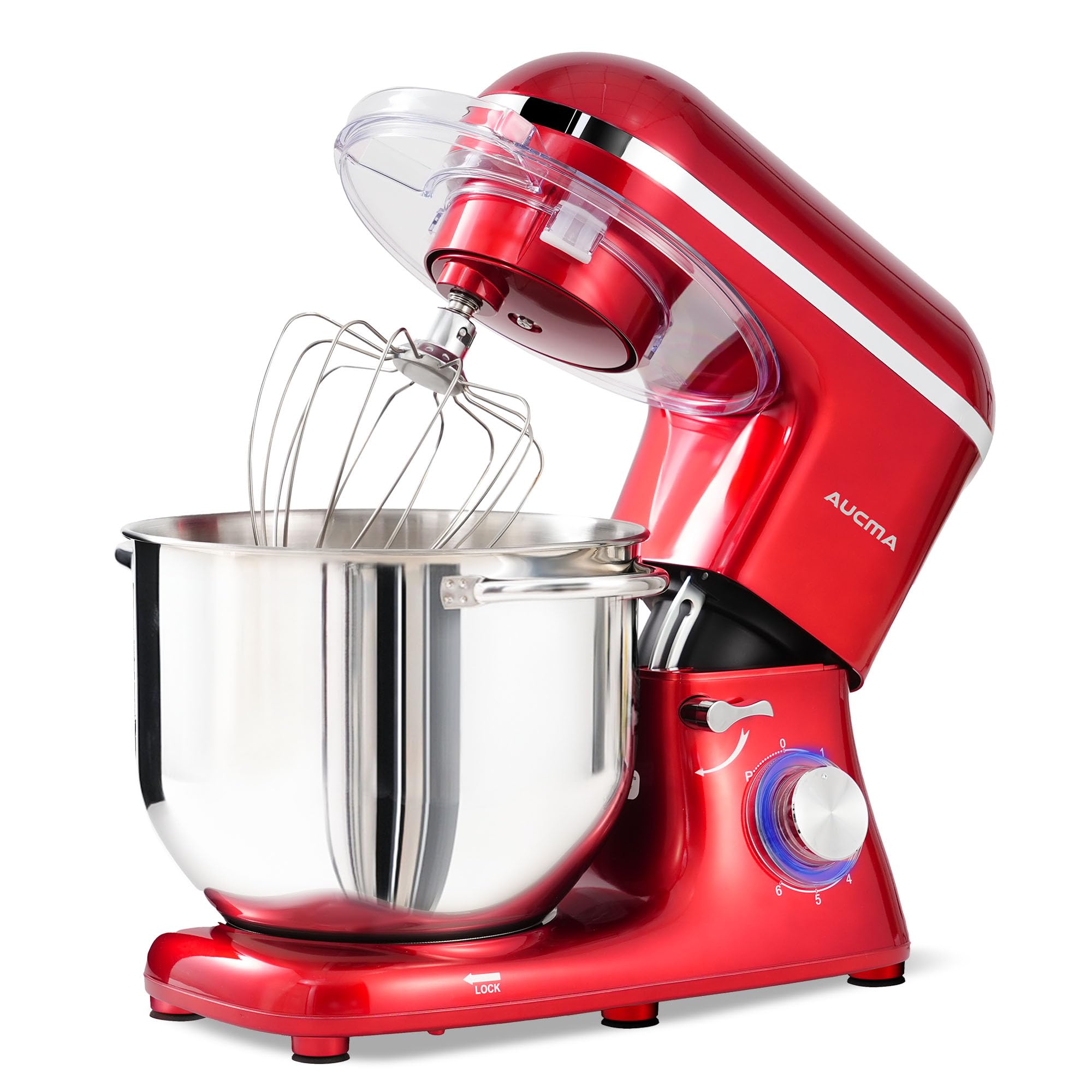 Aucma Stand Mixer, 7.5L Food Mixer for Baking with Bowl, 6 Speeds Electric Kitchen Mixer with Dough Hook, Whisk & Beater 1400W (7.5L, Red) — image 1