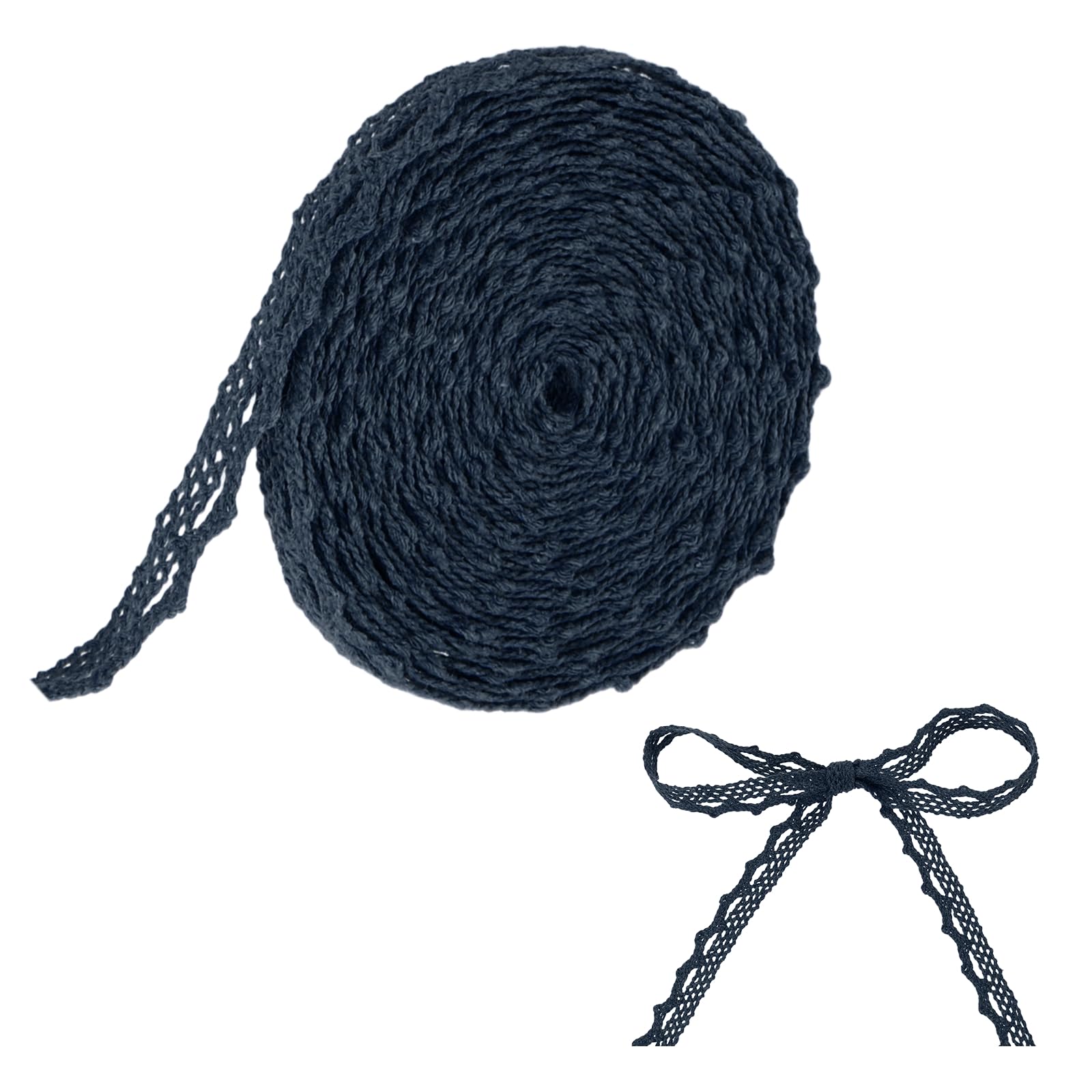 sourcing map 10 Yards Navy Blue Lace Trim, 0.4 Inch Wide Vintage Floral Fabric Lace Ribbon by the Roll for DIY Handicrafts Wedding Decorating Sewing Bouquet Hair Bow Making Gift Wrapping