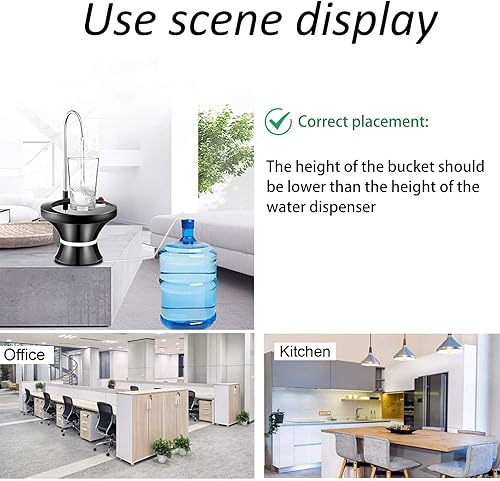 Miniatura 5 de Bomba dispensadora de agua potable, bomba eléctrica automática para botellas de agua potable para jarras de agua de 2-5 galones, recargable por USB