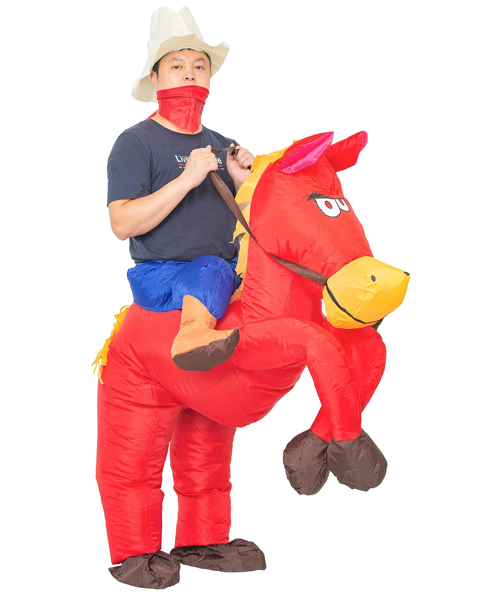 Inflatable Cowboy Costume Adult Western Horse Rider Fancy Dress