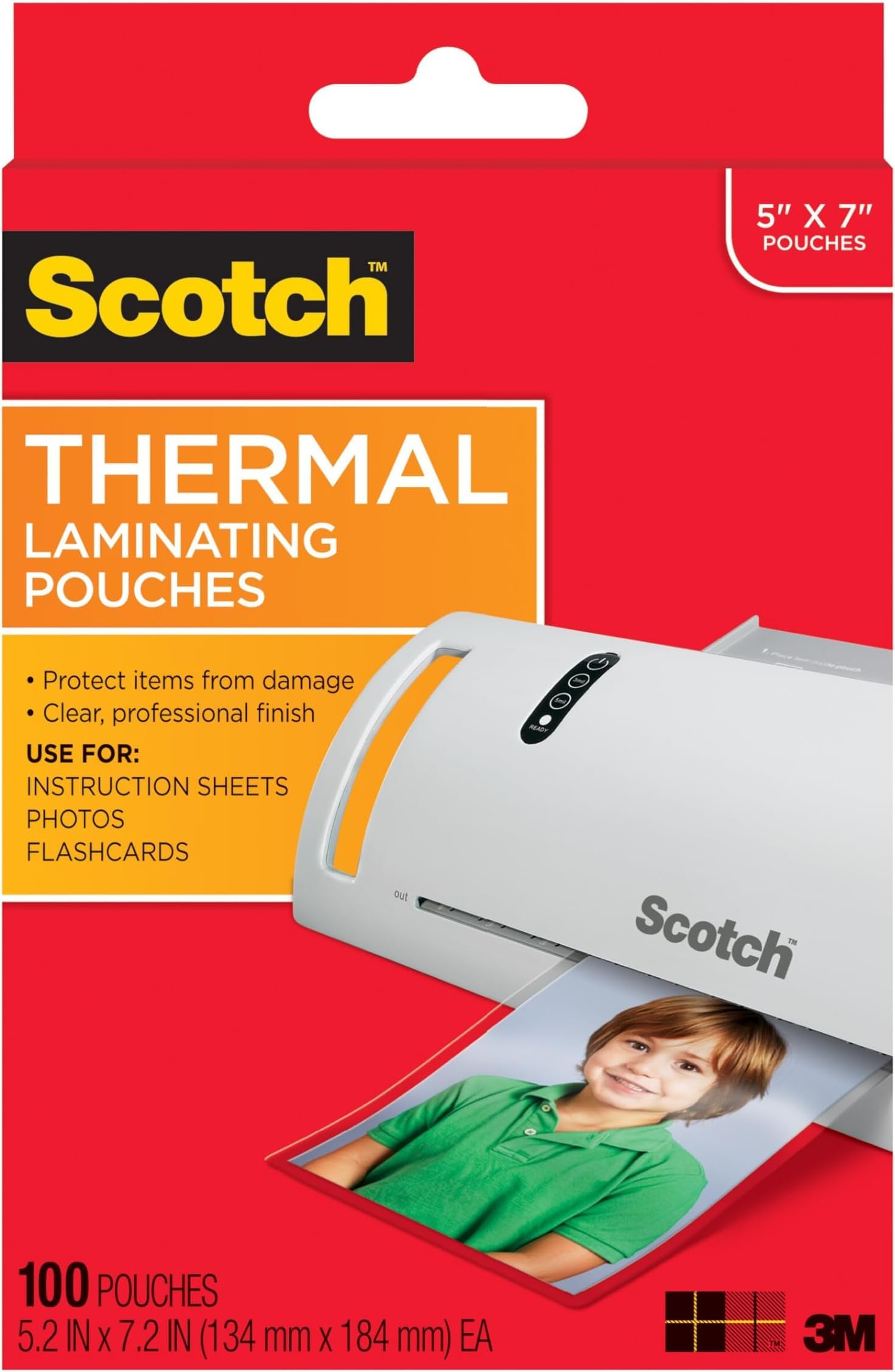 Scotch Thermal Laminating Pouches Premium Quality, 5 Mil Thick for Extra Protection, 100-Pouches Photo Size Laminating Sheets, Our Most Durable Lamination Pouch,5 x7, Clear(TP5903-100) (Pack of 12)