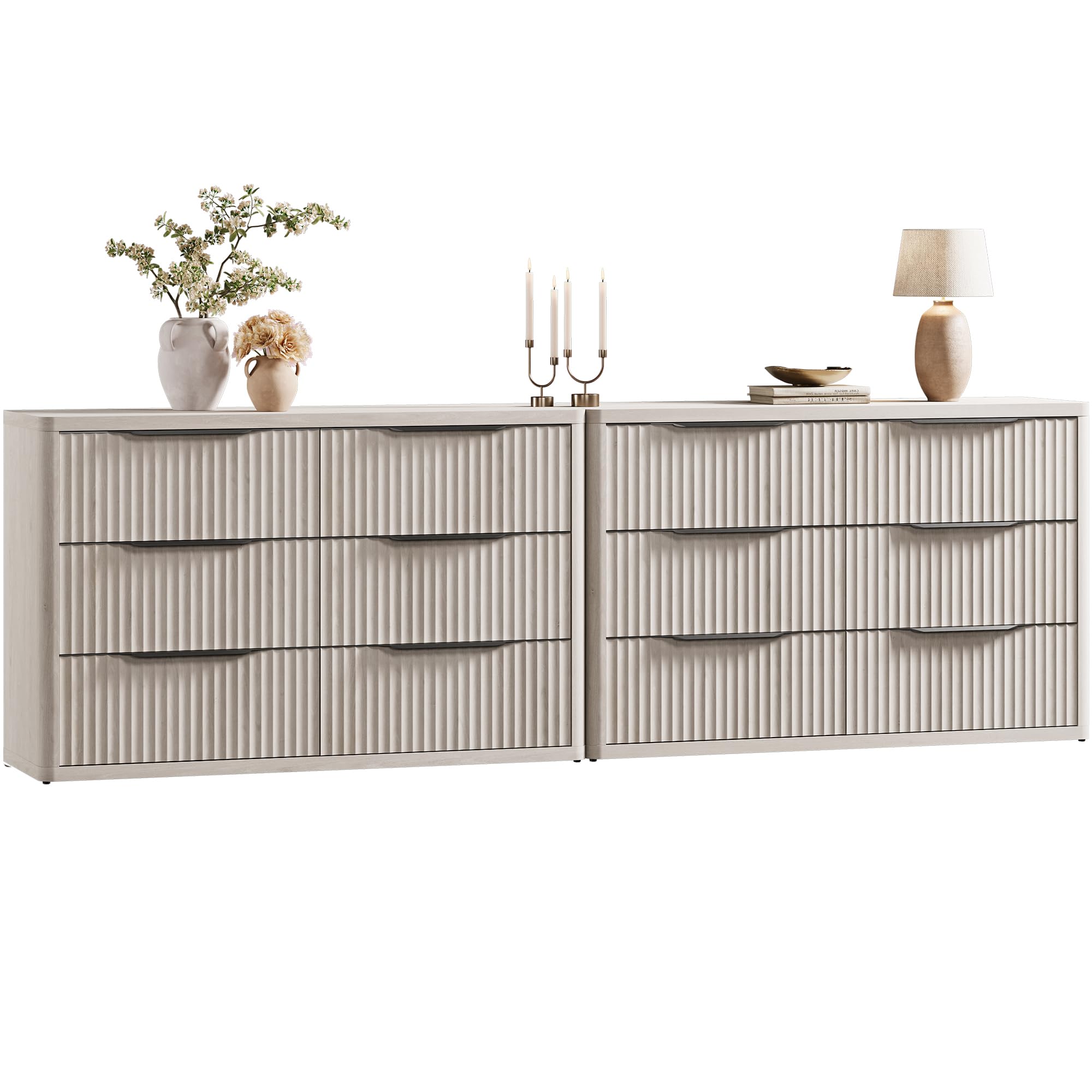 SICOTAS Bedroom Dresser with 12 Deep Wide Large Fluted Drawers for Closet