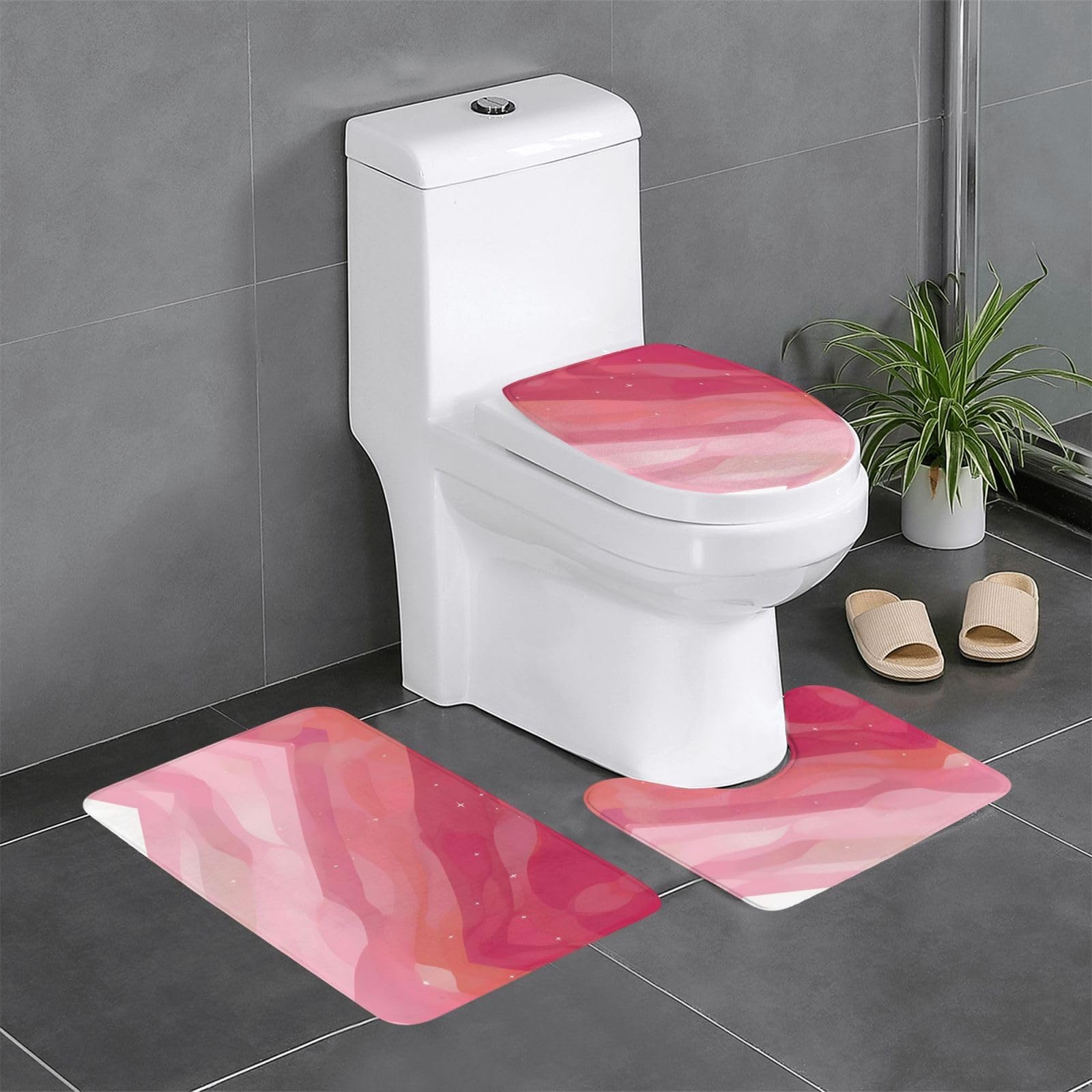 Tapis de sol de salle de bain HYTTER pour une sortie de bain douce : lot de 3 rose dégradé