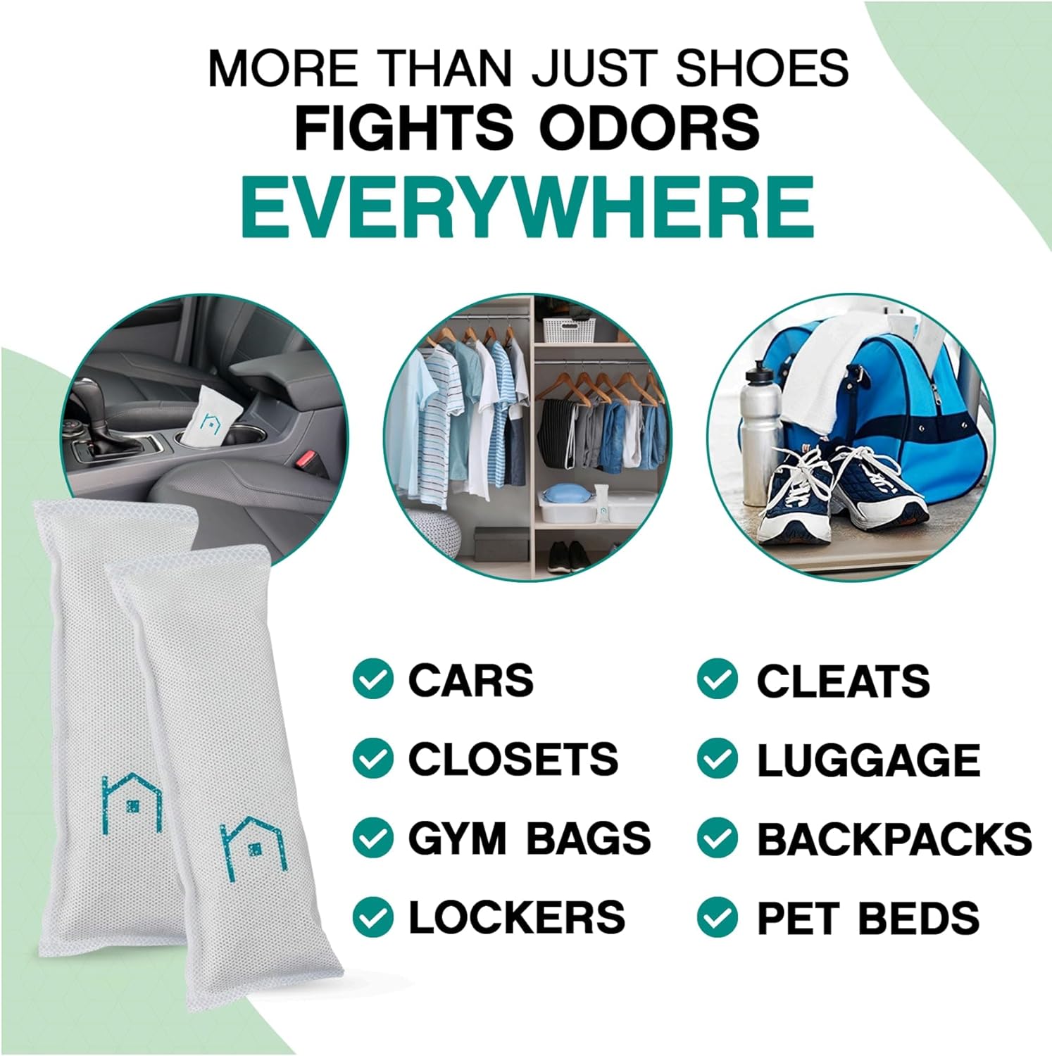 Shoe Deodorizer with Zeolites 2-Pack - Odor Eliminator, Air Freshener, Smell Absorber, Sneakers, Gym Bags, Soccer Cleats, Closets, Pet Area, Reusable - Shoe Deodorant - Image 6