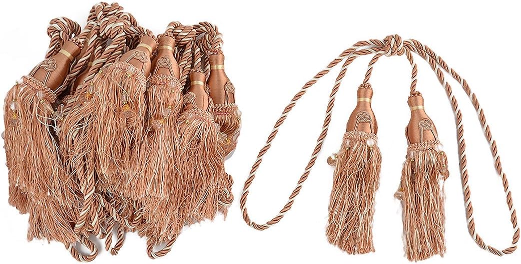 Nylon Home Window Curtain Beads Tassel Fringe Tieback Cord Ornament 4 Pair Light Brown (id: 712 f3c 972 d17 7d7