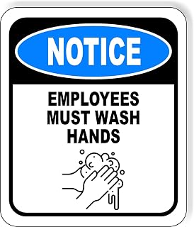 NOTICE EMPLOYEES MUST WASH HANDS W GRAPHIC 2 Aluminum Composite Outdoor Sign 20" x24"