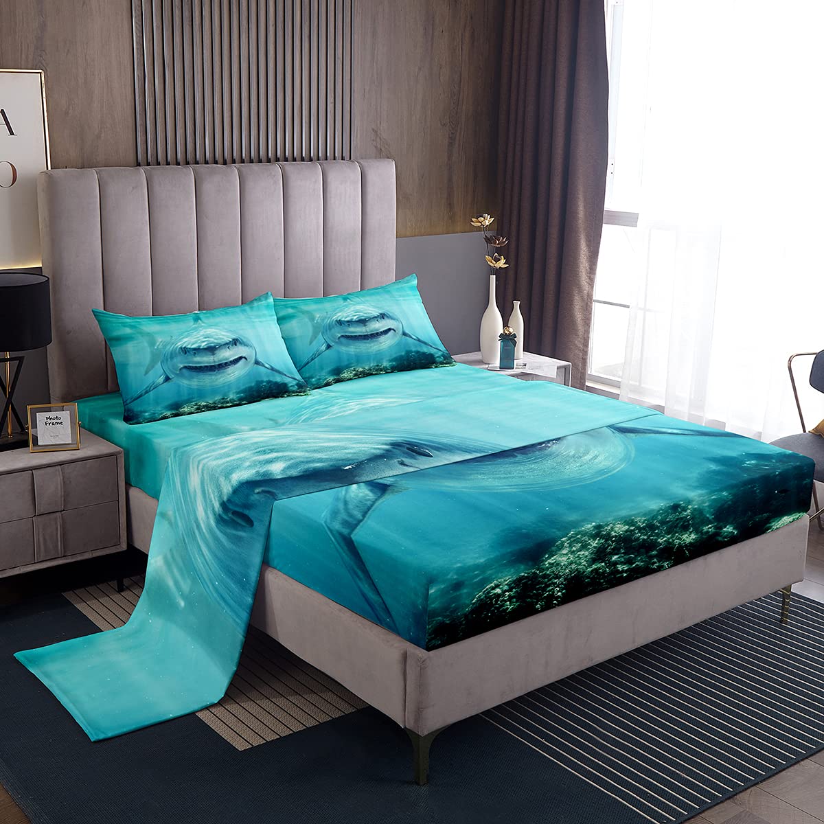 3D Shark Bed Sheets For Kids Boys Teens Marine Life