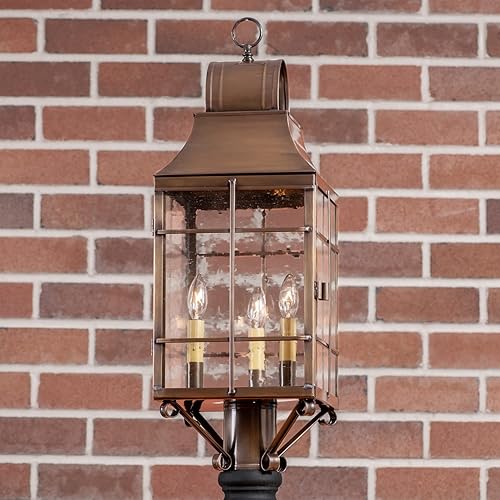 Miniatura 3 de Irvin's Tinware, GL98PBR, Stenton Outdoor Post Light in Solid Weathered Brass - 3 Light, Colonial Outdoor Lighting