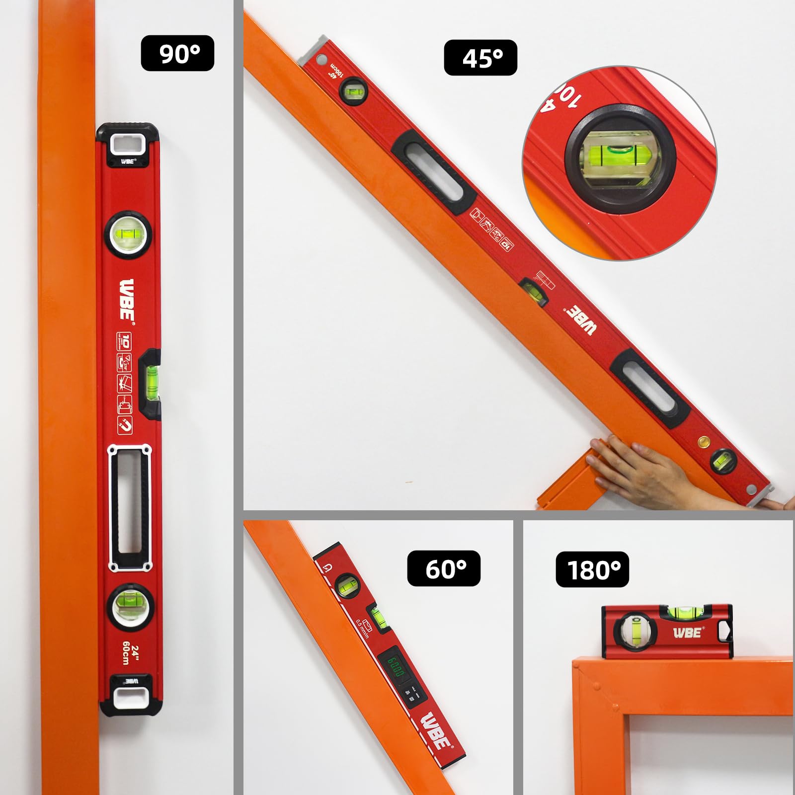 WBE Level Set - 4 Piece Torpedo & Digital Levels -6