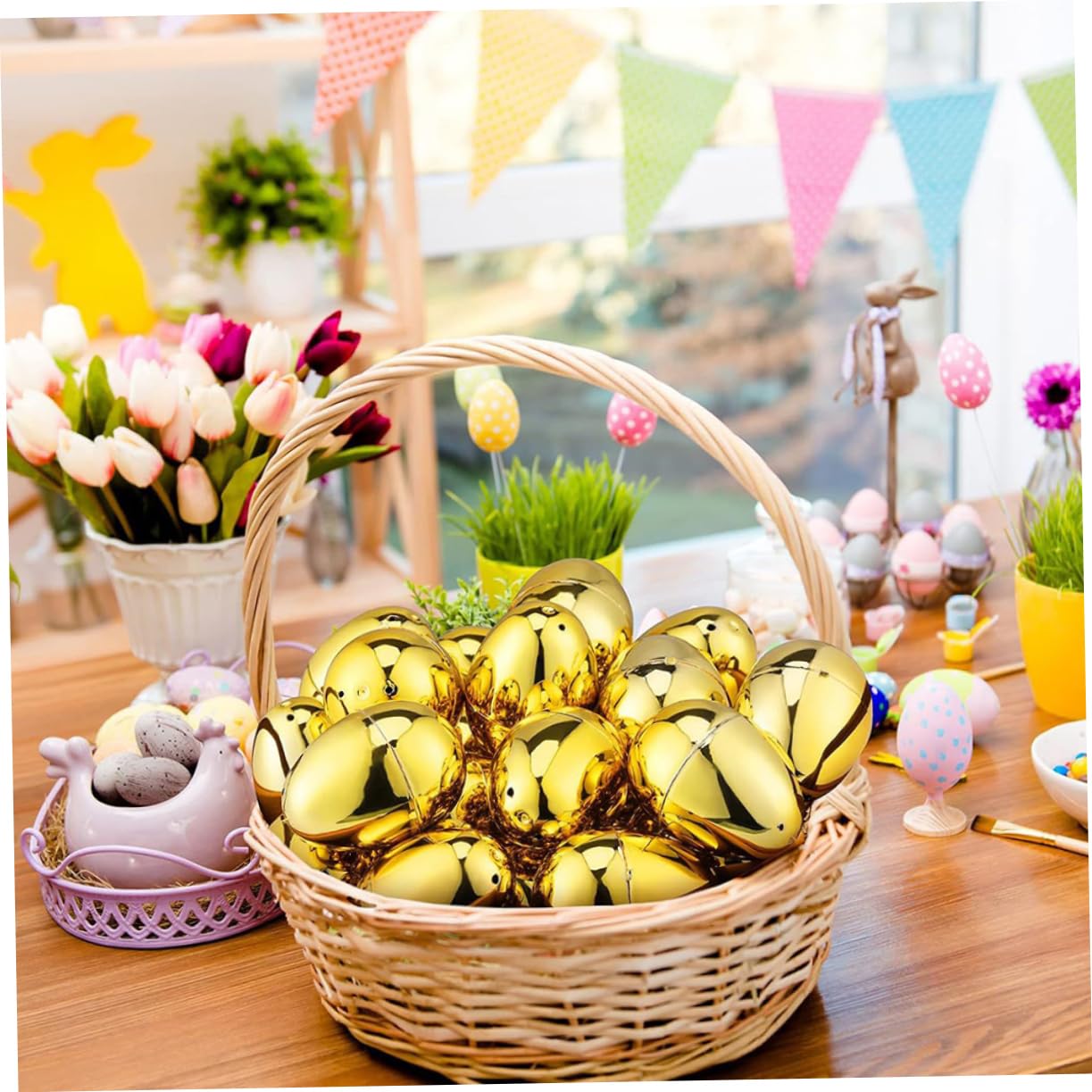 ULDIGI 20pcs Easter Egg Boxes Egg Mazing Plastic Easter Empty Eggs Plastic Golden Eggs