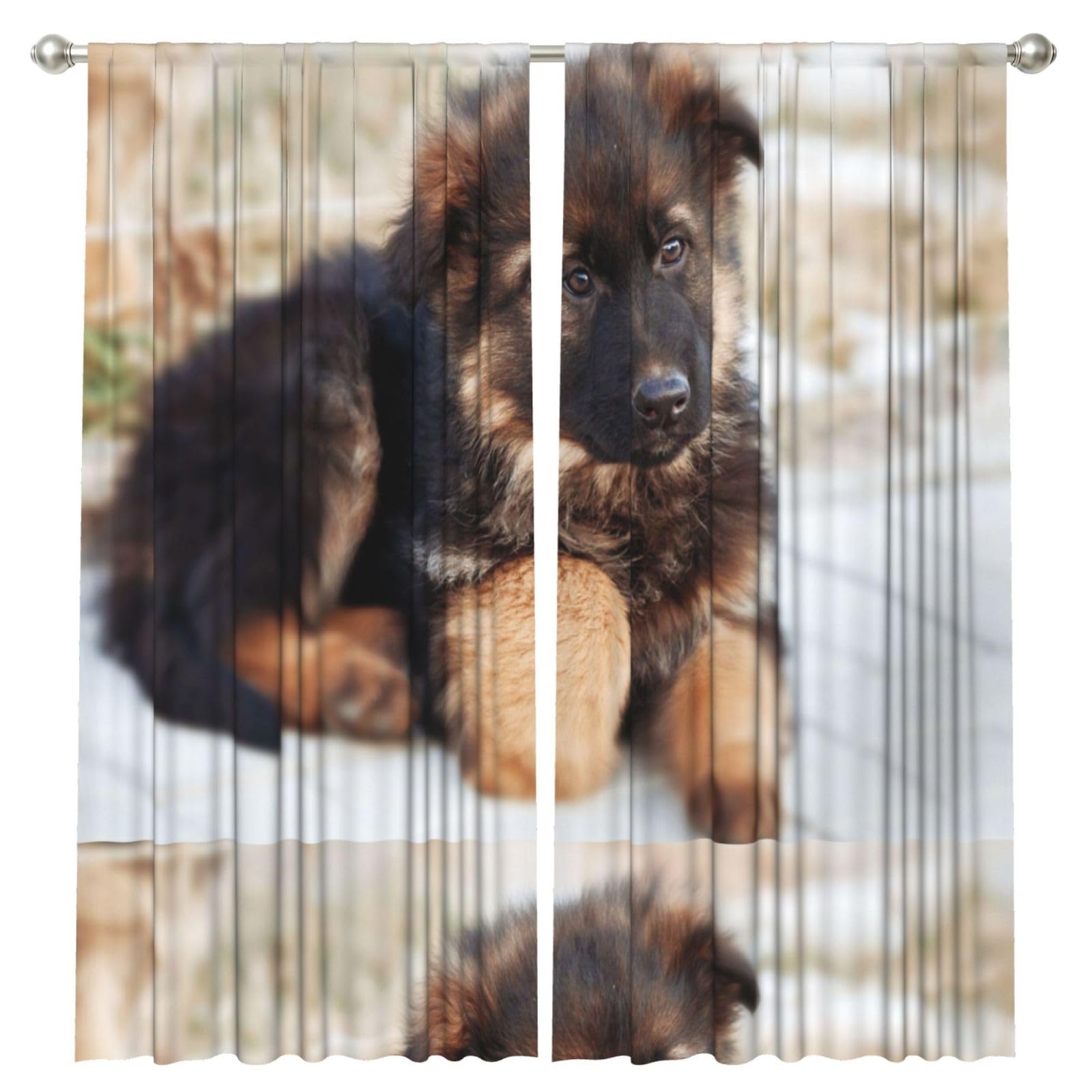 InOmak German Shepherd Puppies Print, 2 Panels Window Curtains 52 x 84 Inch Blackout Curtains for Living Room Bedroom