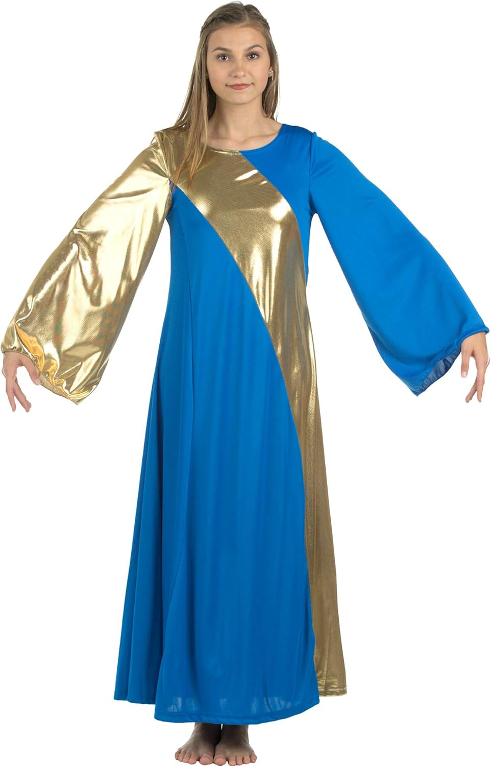 Danzcue Womens Asymmetrical Bell Sleeve Dance Dress - Image 2