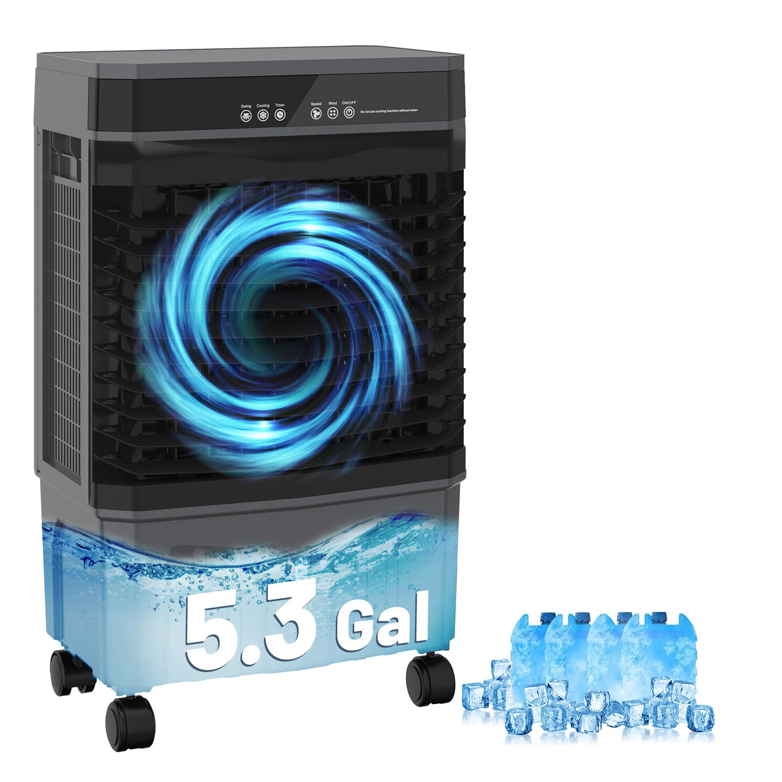 Auertech 5.3 Gal Evaporative Air Cooler, Black