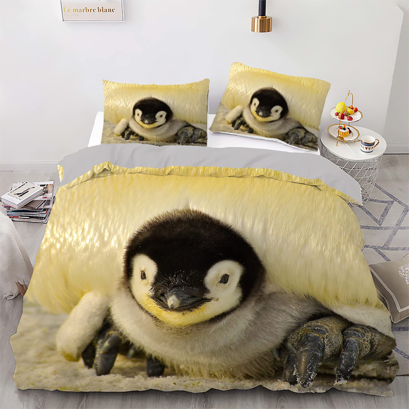 Housse de couette 200x200 animal jaune Vertbaudet avec 2 taies