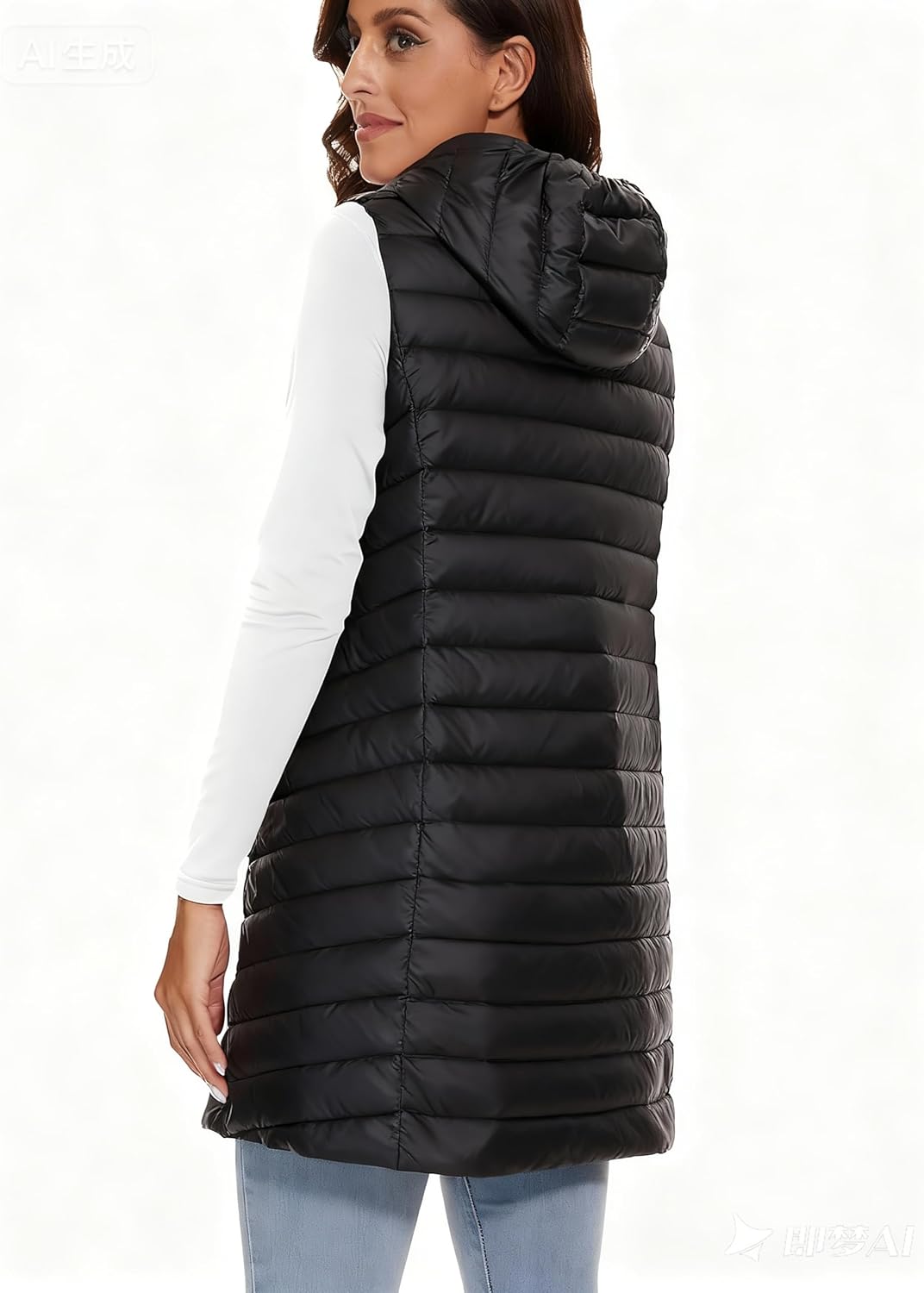 ELFJOY Long Puffer Vest Women Lightweight Down Vest with Hood Winter Warm Womens Vests Outerwear Sleeveless Puffer Jacket - Image 2