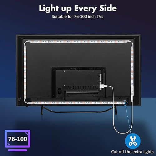 Miniatura 10 de Maylit ICRGB - Tira de luces LED de retroiluminación de TVMonitor de 37-70 pulgadas, control de aplicación, sincronización de música, cambio de