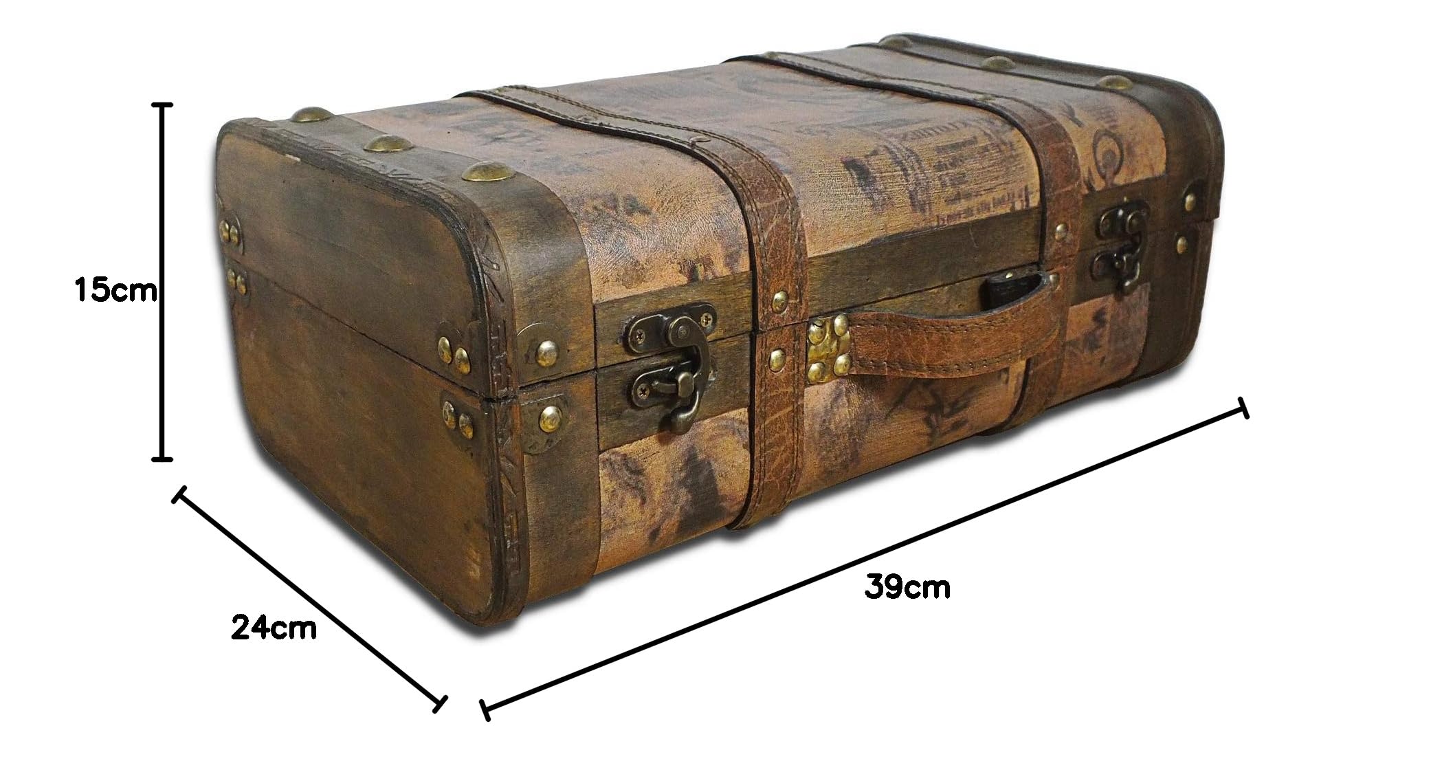 Caja De Madera Para Regalos De Boda - Cofre Del Tesoro Vintage, 39x24x15 Cm - Para Dinero, Joyas O Decoración