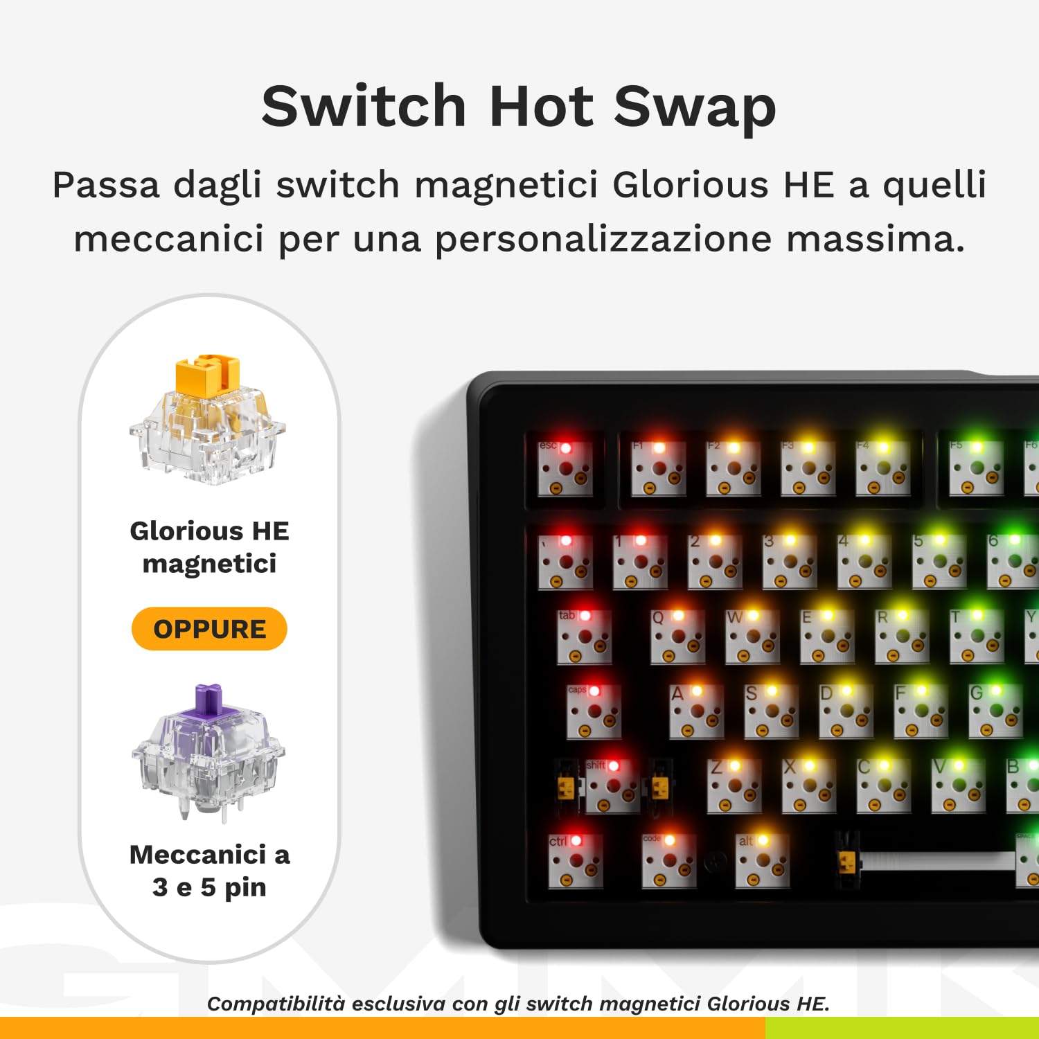 GLORIOUS Gaming GMMK 3 PRO HE: tastiera Rapid Trigger, Hall Effect, scocca alluminio modulare, polling 8K, switch hot swap MX e magnetici, guarnizioni modulari, TKL 75%, QWERTY inglese - Layout