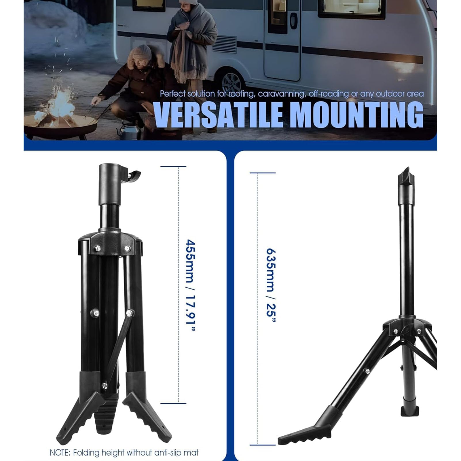 Trípode Plegable Antena Parabólica Soporte Estable Resistente Acero Inoxidable Compatible V1 V2 Ideal para Camping RV Instalación Techo