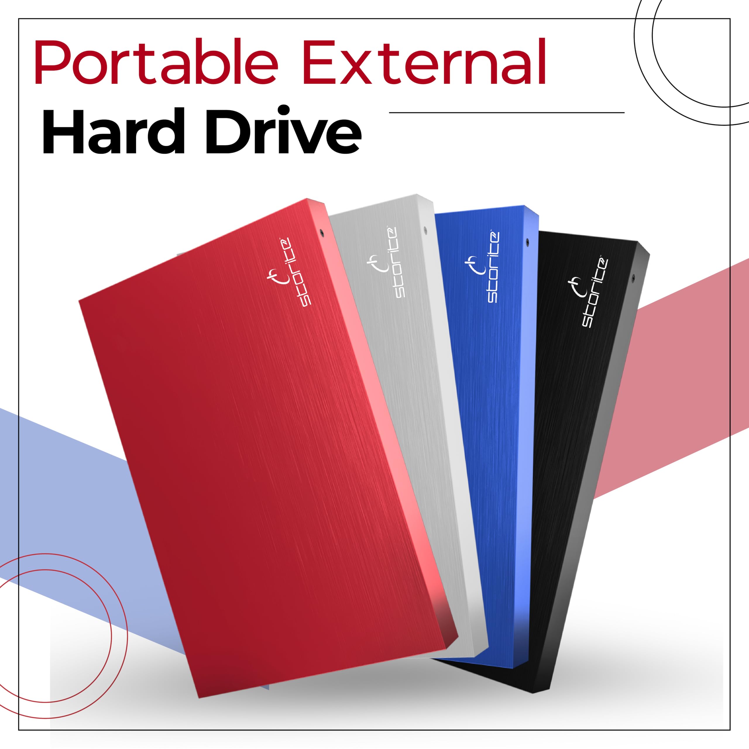 Storite Disco Duro Externo portátil de 2,5 Pulgadas USB 2.0 con expansión de Memoria de 1 TB Almacenamiento de Copia de Seguridad HDD, Disco Duro Compatible con Mac/portátil/Escritorio (Azul) — view 2