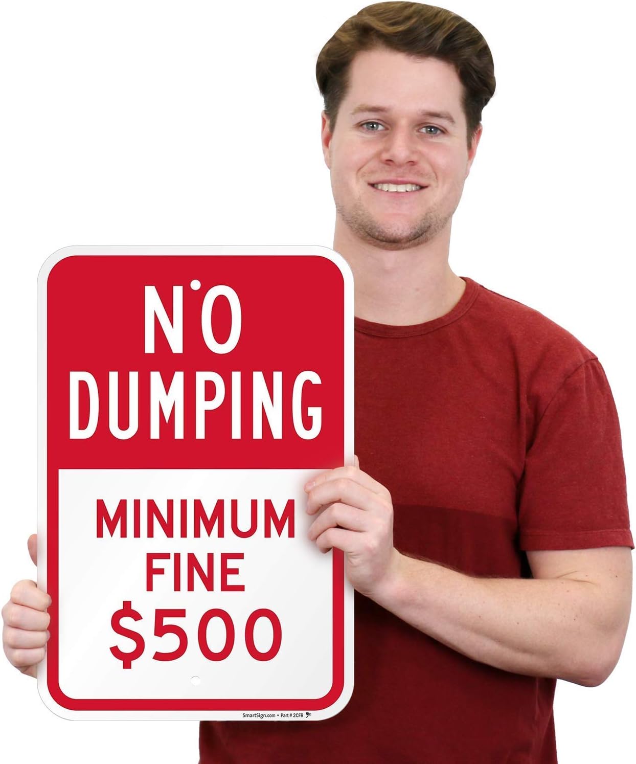 "No Dumping - Minimum Fine $500" Sign By SmartSign | 12" x 18" Aluminum