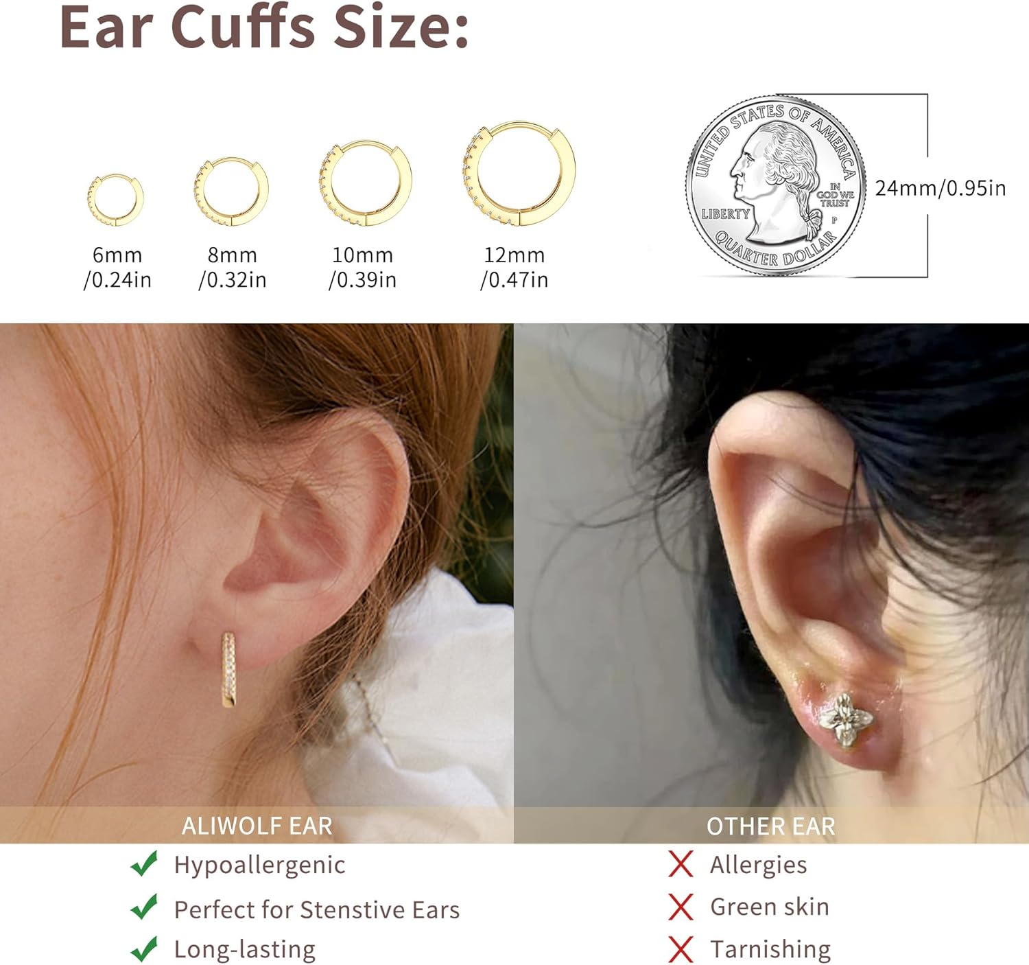 4 Pairs Gold Hoop Earrings for Women Trendy Small 14k Gold Plated Huggie Earring Set,Huggie Earrings Multiple Piercing Hypoallergenic Chunky Open Hoops Cartilage Earrings Jewelry Gifts for Women - Image 3