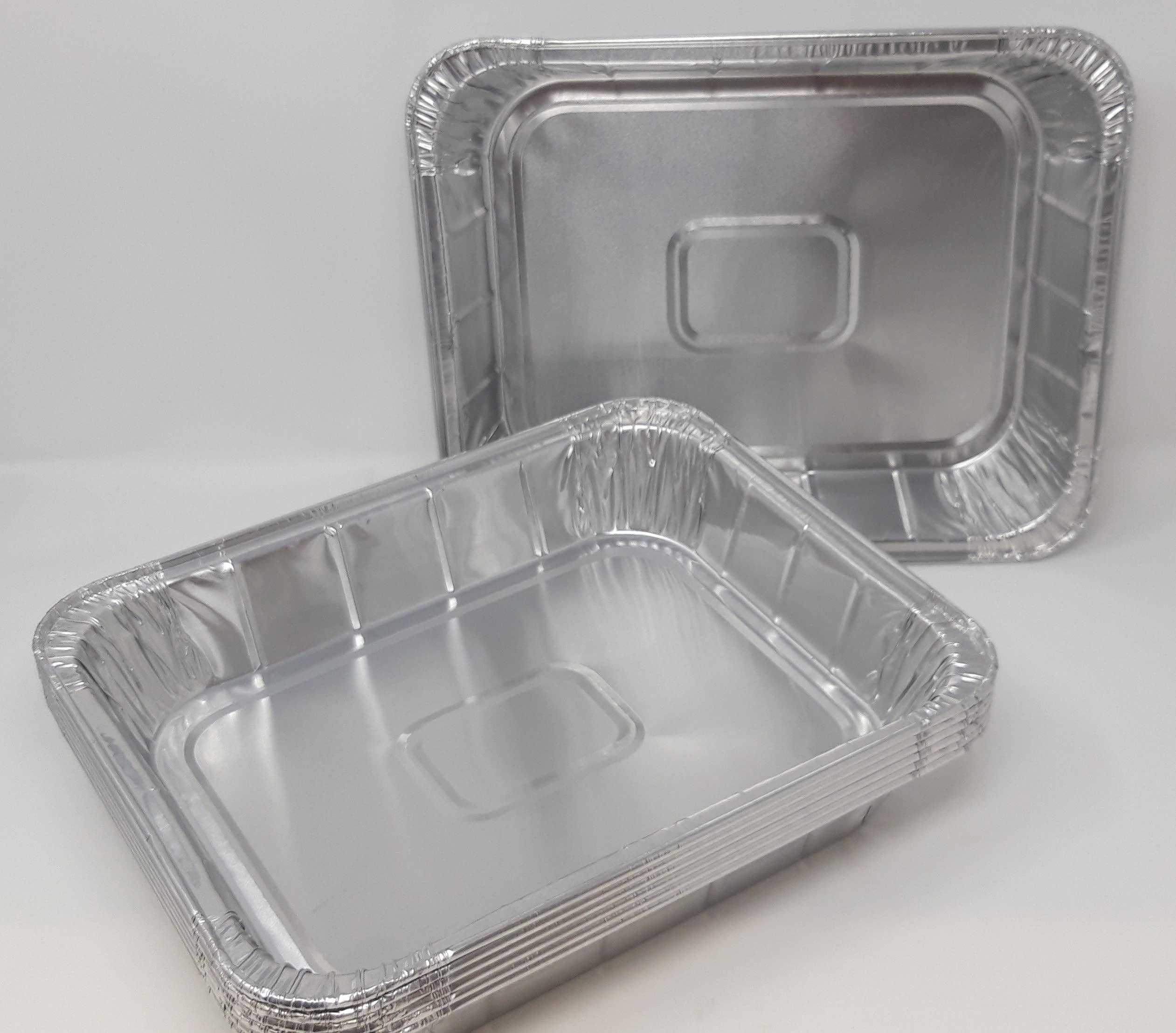 12 Bandejas rectangulares de papel de aluminio para horno de 32x26x5,3 cm de gran capacidad