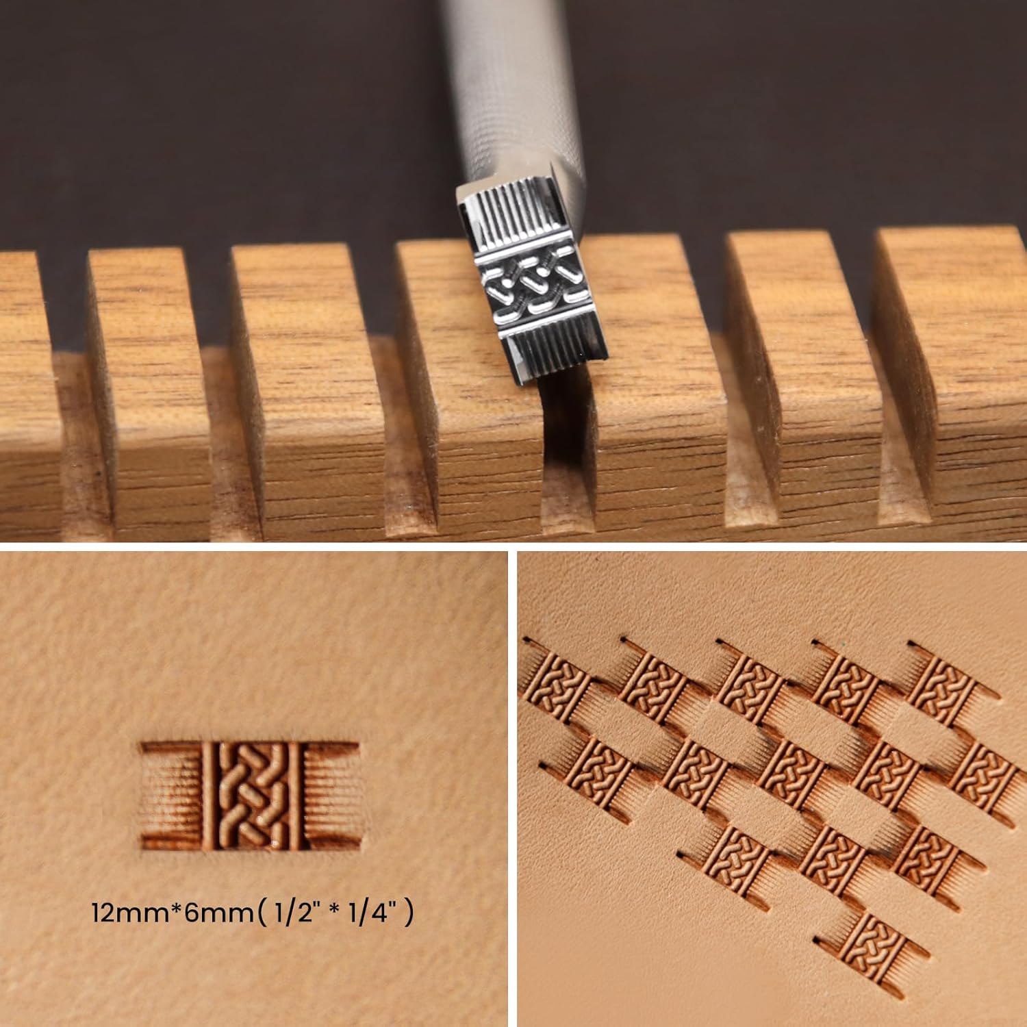 Celtic Basket Weave Leather Stamp Leathercraft Stamping Tool 304 Stainless Steel Geometric Pattern for DIY Carving