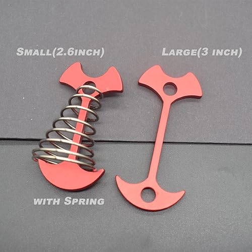 Miniatura 9 de Juego de 8 clavijas de anclaje de aleación de aluminio de 2.6 pulgadas para tienda de campaña, estacas de anclaje con cuerda de resorte, hebilla de