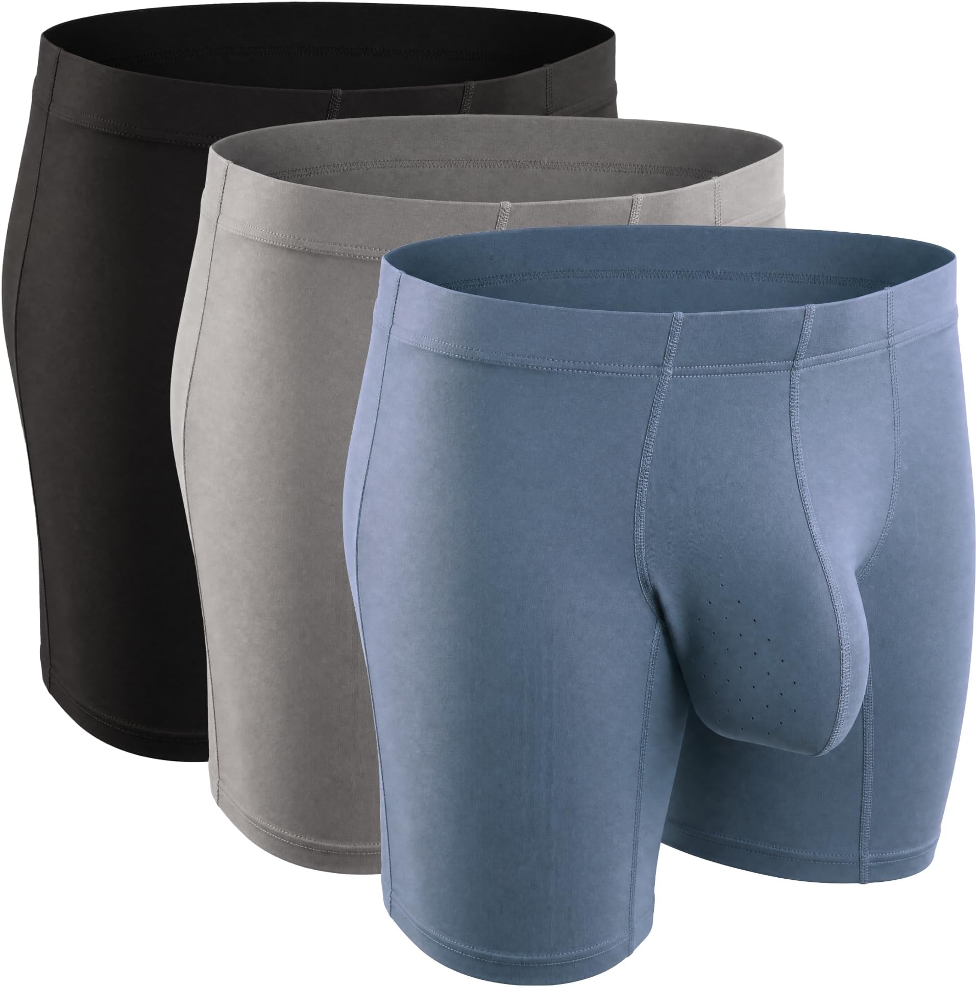 Real Men Underwear Pouch Contour Enhancing Nylon 1 or 4 Pack 3" Ice Silk Mens Boxer Briefs with Pouch (A/B/C/D), XS-5XL