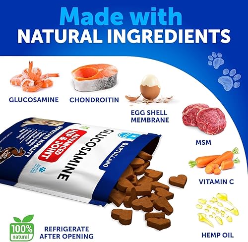 Miniatura 3 de Glucosamina para perros - Suplemento de cadera y articulaciones para perros con artritis - Masticables con condroitina, aceite de cáñamo, MSM -