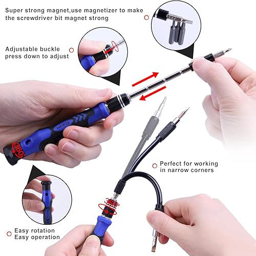 Miniatura 4 de Juego de destornilladores de precisión de 124 piezas con 101 puntas magnéticas, kit de herramientas de reparación electrónica para iPhone, MacBook,