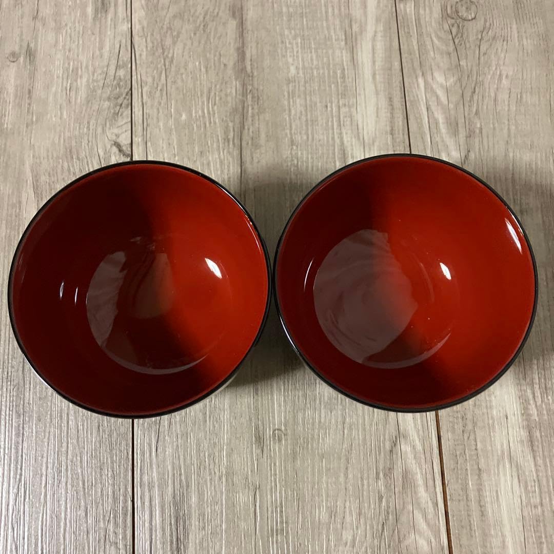 Amazon.co.jp: 汁椀 5客セット お碗 黒塗り 朱塗り 色違い花柄和食器