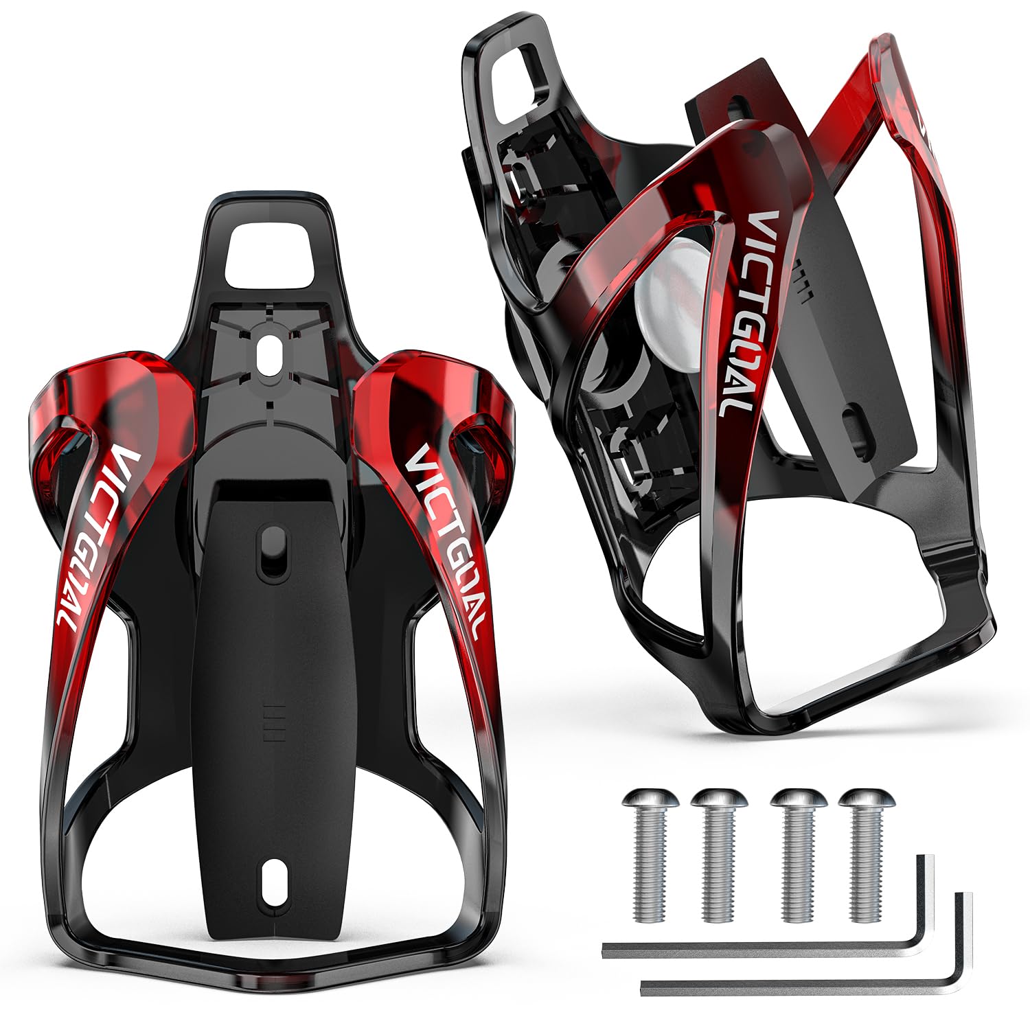 VICTGOAL Bicycle Water Bottle Holder for Airtag Bike Mount Hidden Waterproof Anti-Theft Tracker Case for Road Mountain Bikes Bottles Cage (BlackRed+