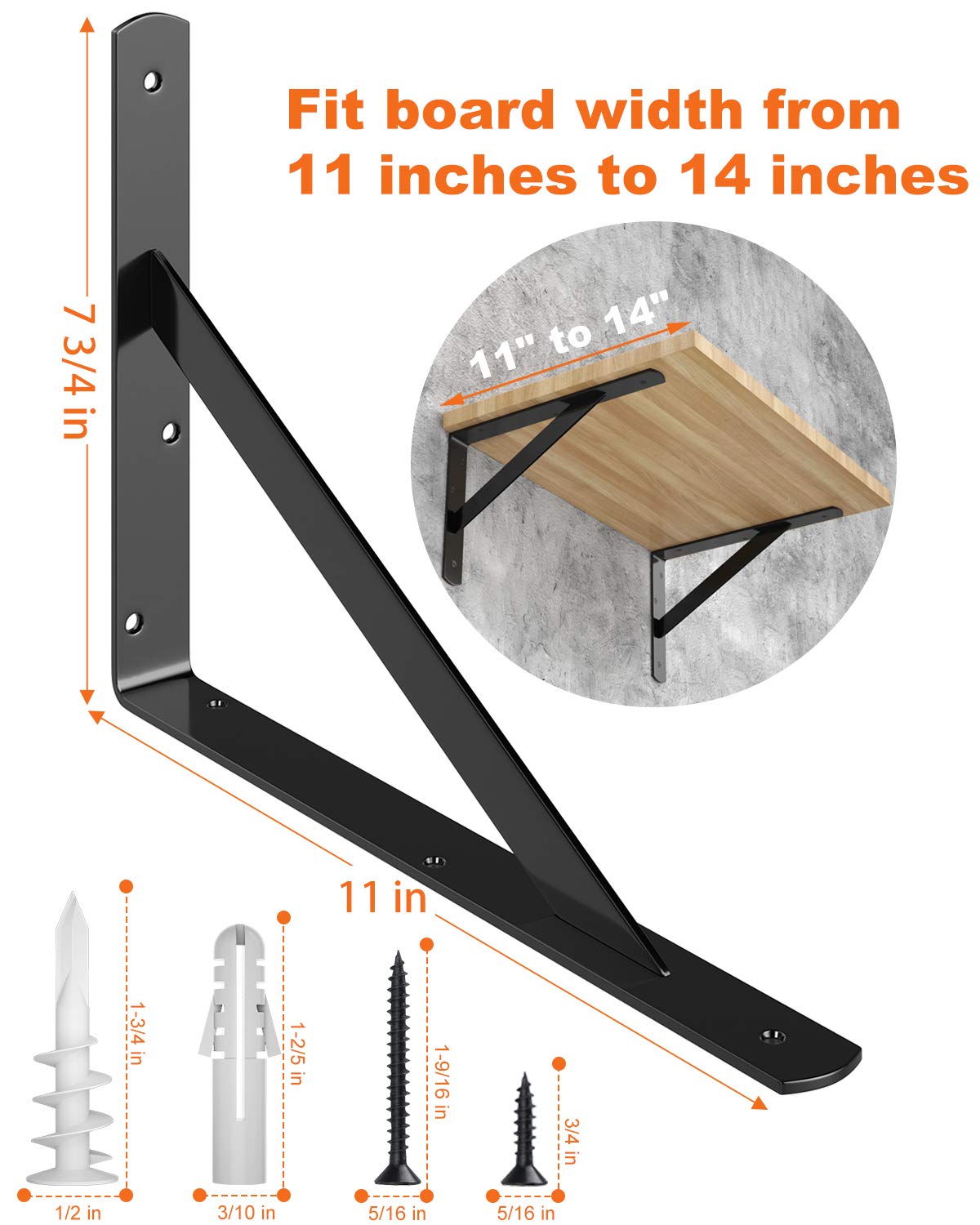 Buy LuckIn 12Pack Heavy Duty Shelf Bracket, 11 Inch Wall Shelf