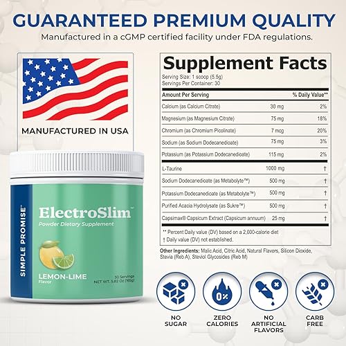 Miniatura 6 de Simple Promise ElectroSlim - Polvo de electrolitos sin azúcar para hidratación, con electrolitos esenciales, fórmula sin azúcar para el equilibrio