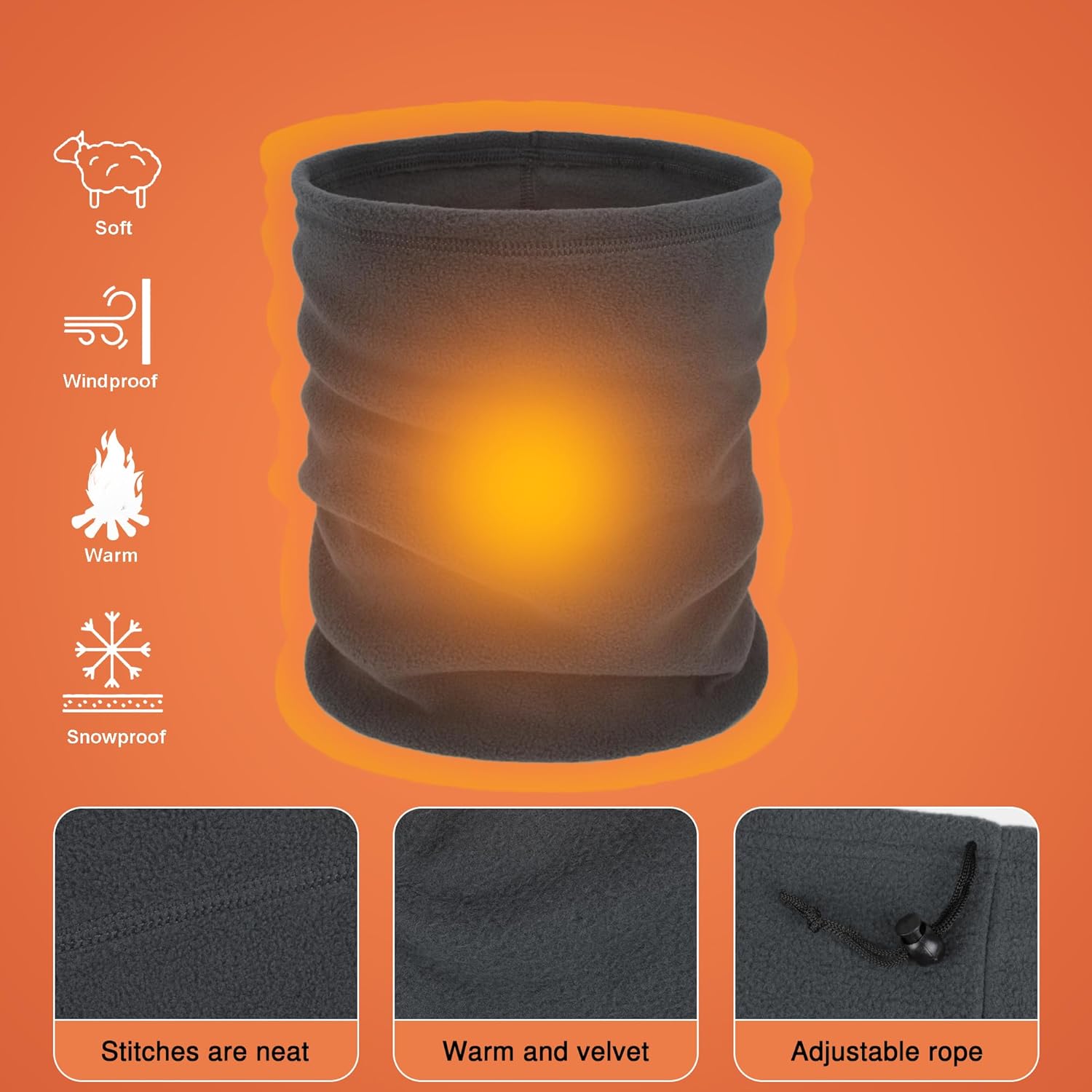 Wheebo 6 Pieces Winter Fleece Neck Warmer For Men Women Cold Weather Neck Gaiter Ski Face Mask Scarf Covering - Image 2