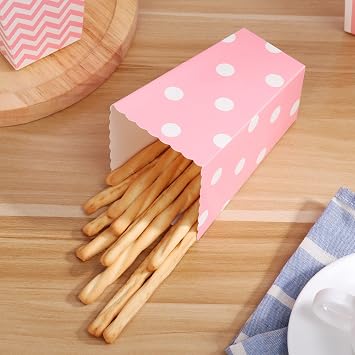 NUOLUX 48pcs Popcorn Boxes Cardboard Candy Container Rugby Stripe Wave Dot Pattern Deco1