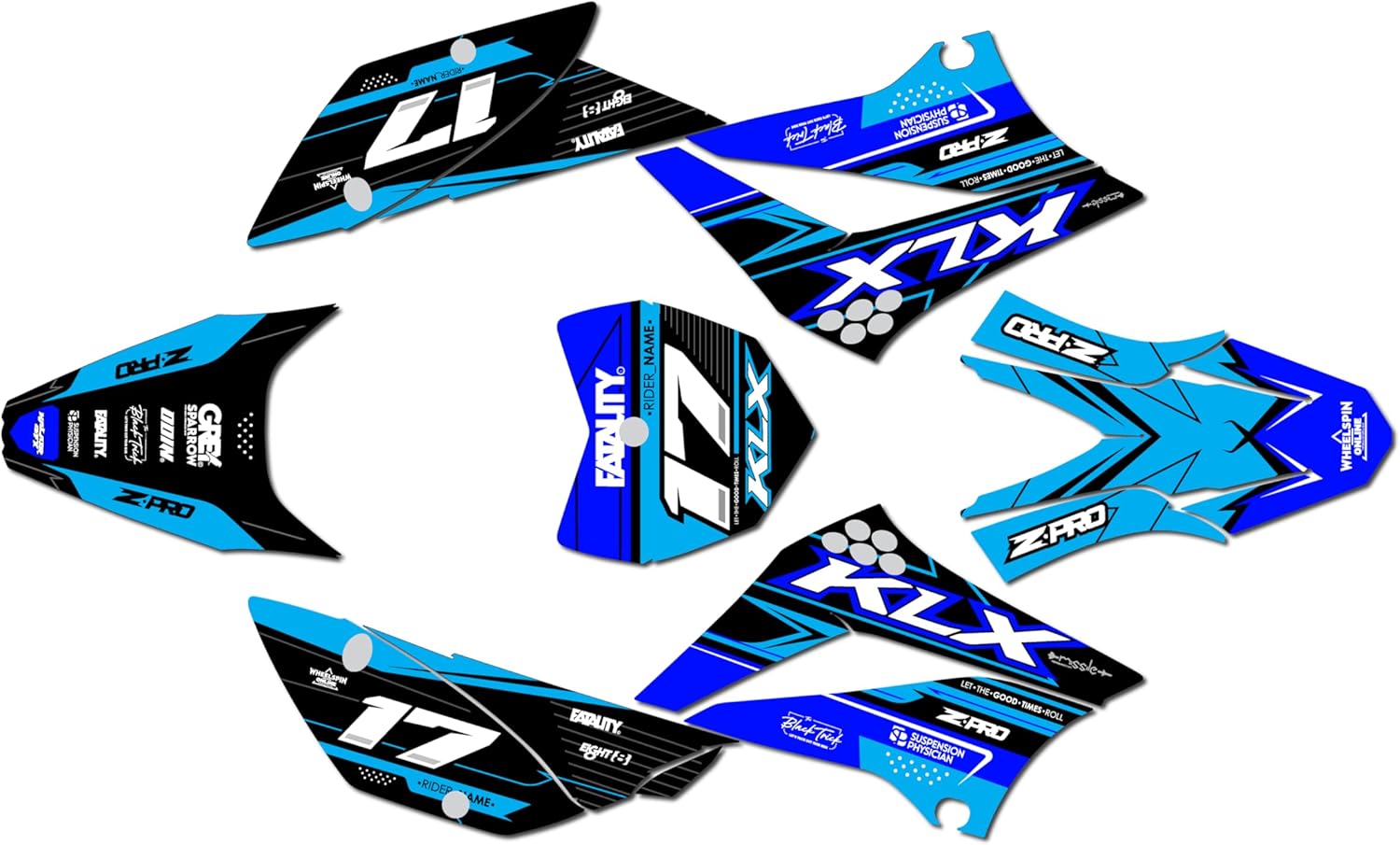 Graphics Kit for Kawasaki KLX110, KLX110R/RL (2010-2024) AXIS Series White 09 Mil - Dirt bike Custom Racing Graphics Decals Stickers Kit, no-plastics