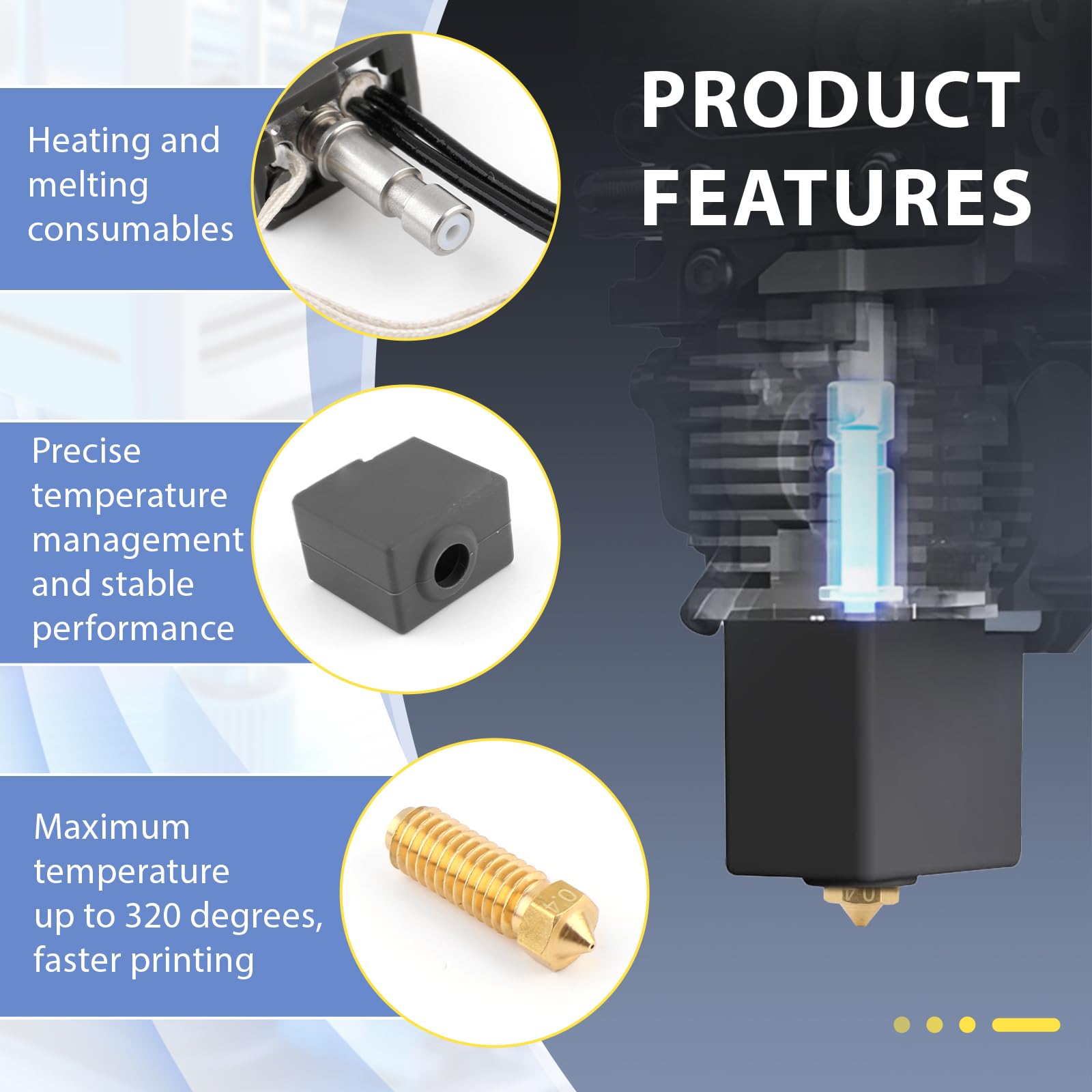 HysiPrui 2 Packs 3D Drucker Kobra S1 zusammengebauter Extruder Hotend Kit-Kobra S1 Combo Heißes Ende/Druckkopf Ersatz mit 0.4mm und 0.6mm Düse, Thermistor, Heizungskartusche, Hitzebruch und Hitzeblock