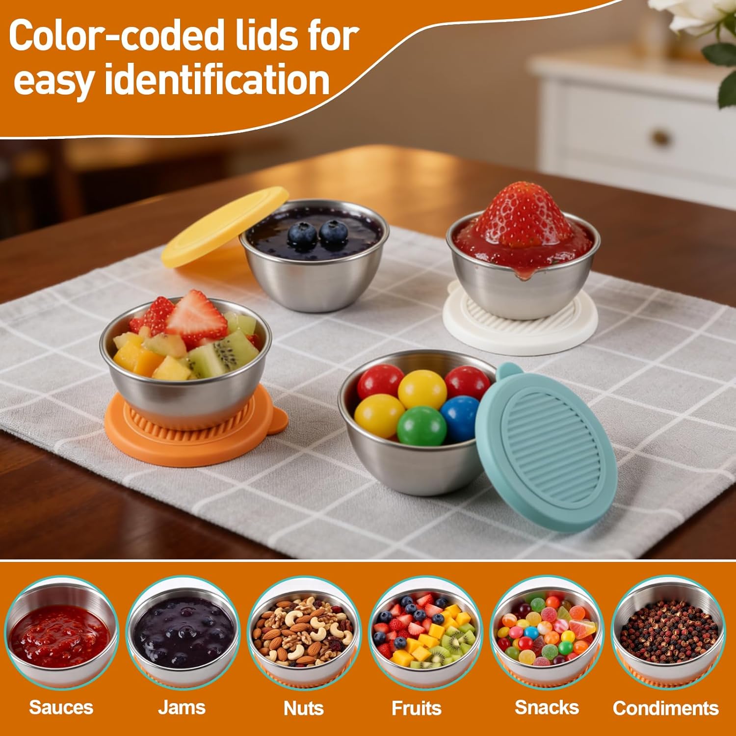 2oz Small Salad Dressing Containers To Go, 4 Pack Condiment Containers with lids, Stainless Steel Small Sauce Cups for Kitchen, School, Office, Picnic - Image 6