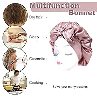 Vista 5 de Gorra de seda lavanda por marca – Gorro de dormir con banda elástica para cabello rizado