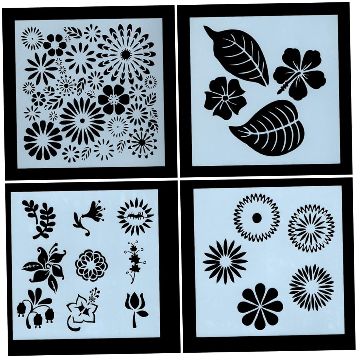 NUOBESTY 54pezzi Stencil Riutilizzabili per Pittura con Motivi di Fiori e Foglie Template Creativi per Progetti Fai da Te e Decorazioni Domestiche
