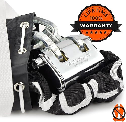 Miniatura 3 de VULCAN Kit de cadena de seguridad y cerradura, endurecida de alta calidad, 516 pulgadas x 3 pies (+- 1.5 pulgadas), la cadena no se puede cortar con