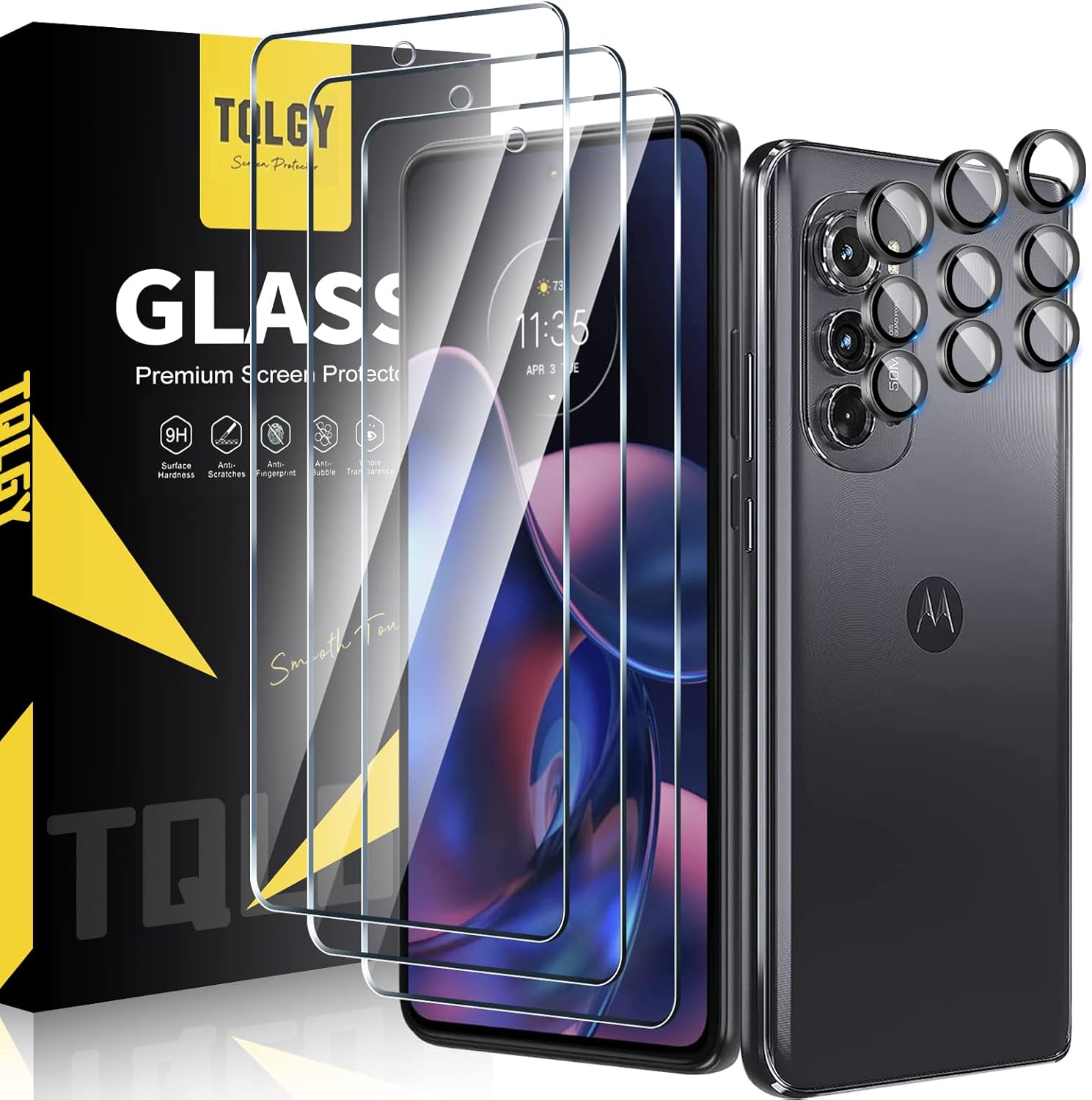 TQLGY 3 Pack Screen Protector for Motorola Edge 2022 with 3