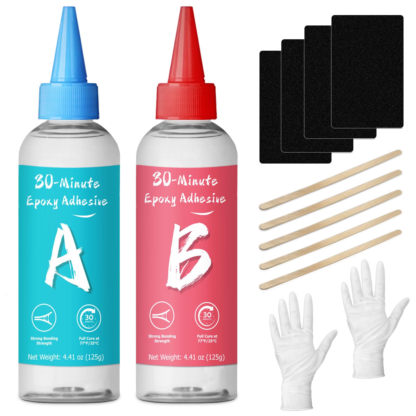 Colle époxy 30 minutes 250 ml, 2 parties de colle époxy transparente à séchage lent pour réparation de céramique, porcelaine, verre, acrylique, plastique, bois, métal, pierre, etc