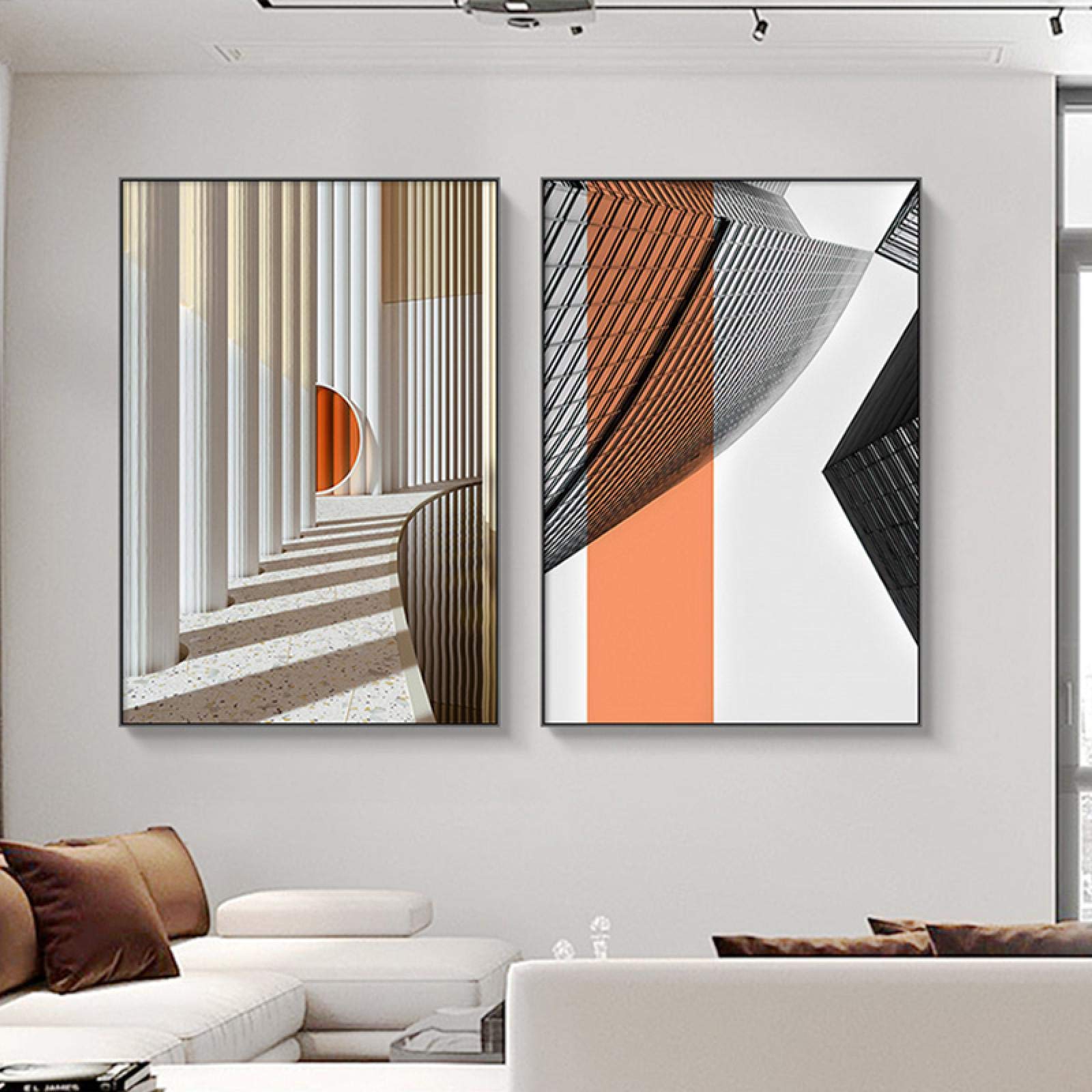 Amazon.co.jp: キャンバス絵画現代抽象ミニマリスト建物スペース  