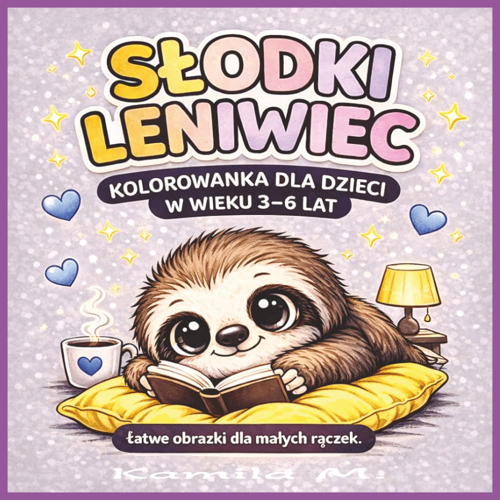 Słodki Leniwiec Kolorowanka dla dzieci w wieku 3-6 lat: Łatwe obrazki dla małych rączek