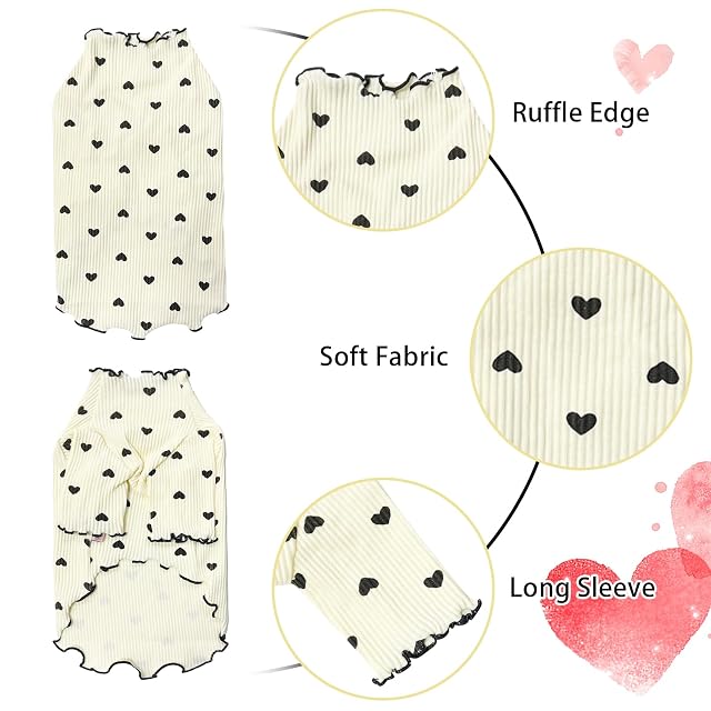 Foto 2 de 6 de Yaopelky Ropa para Mascotas para Perros pequeños y Gatos, Camisa con Estampado de corazón para Verano, otoño